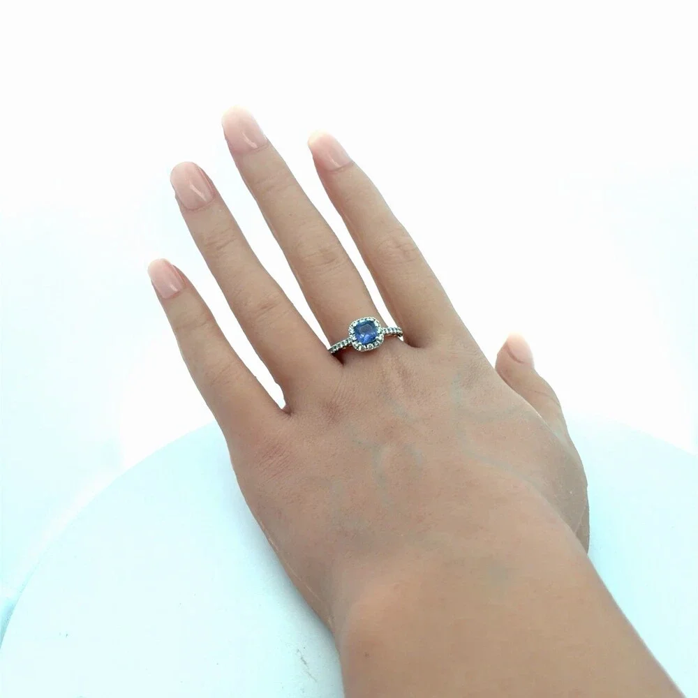 EFFY 14K White & Rose Gold Asscher Cut Tanzanite Diamond Halo Accented Ring